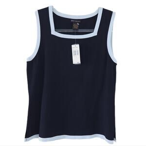 NEW Grace Dane Lewis Black Knit Sleeveless Top Large Black Quiet Luxury Style